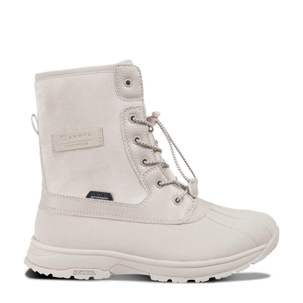 Taupe dames Luhta Tuttu snowboot offwhite van imitatieleer/voering imitatiebont/voetbed: eva met elastische veters