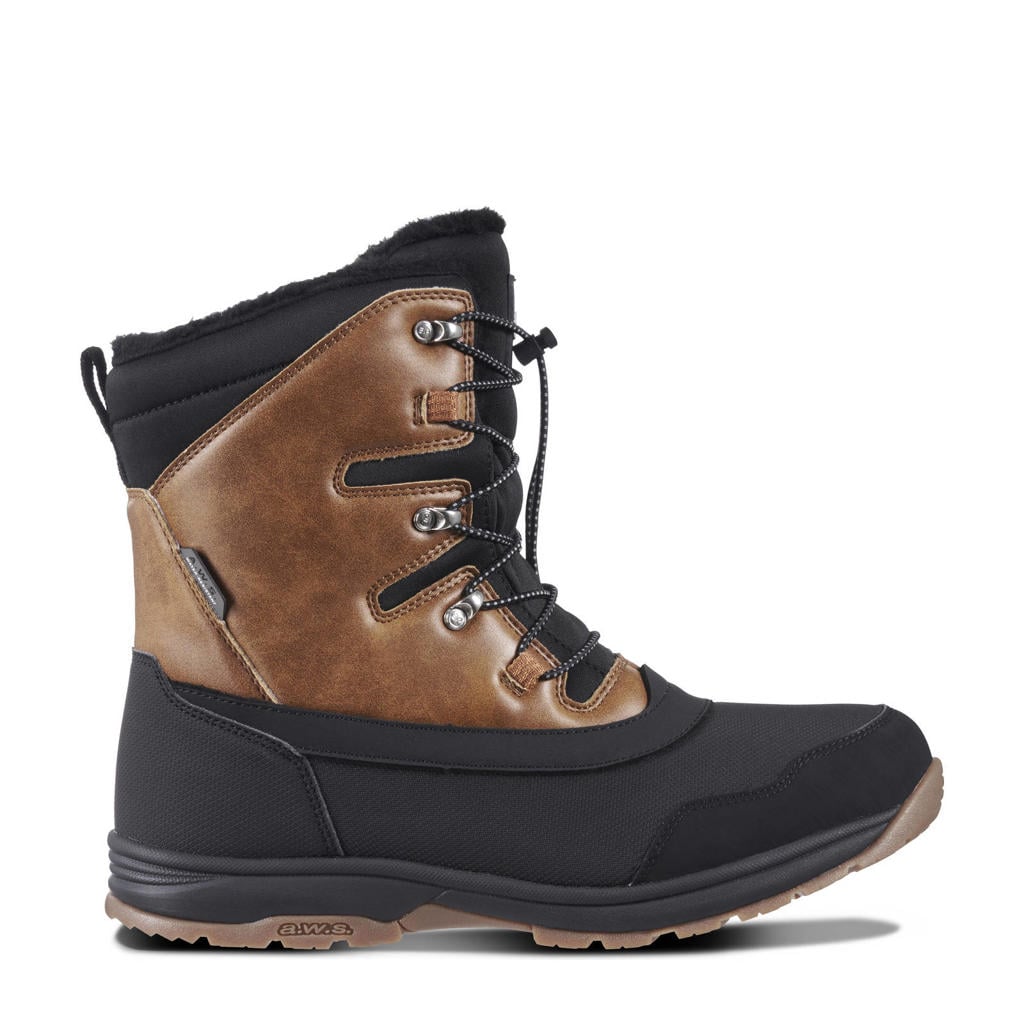 Cognac en donkerblauwe heren Icepeak outdoorschoenen van rubber-textiel/voering: textielbont/voetbed: eva met veters