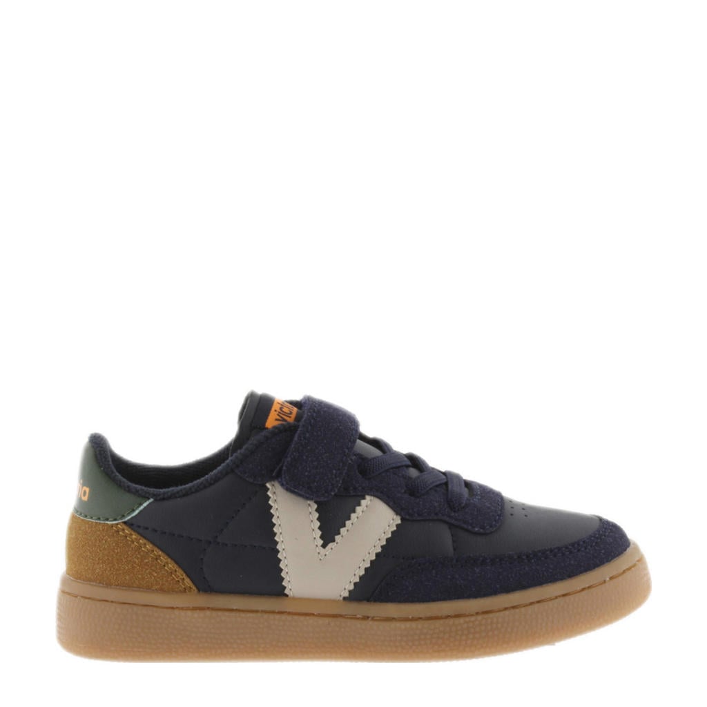 Marineblauwe jongens Victoria suède sneakers blauw met veter- met klittenbandsluiting