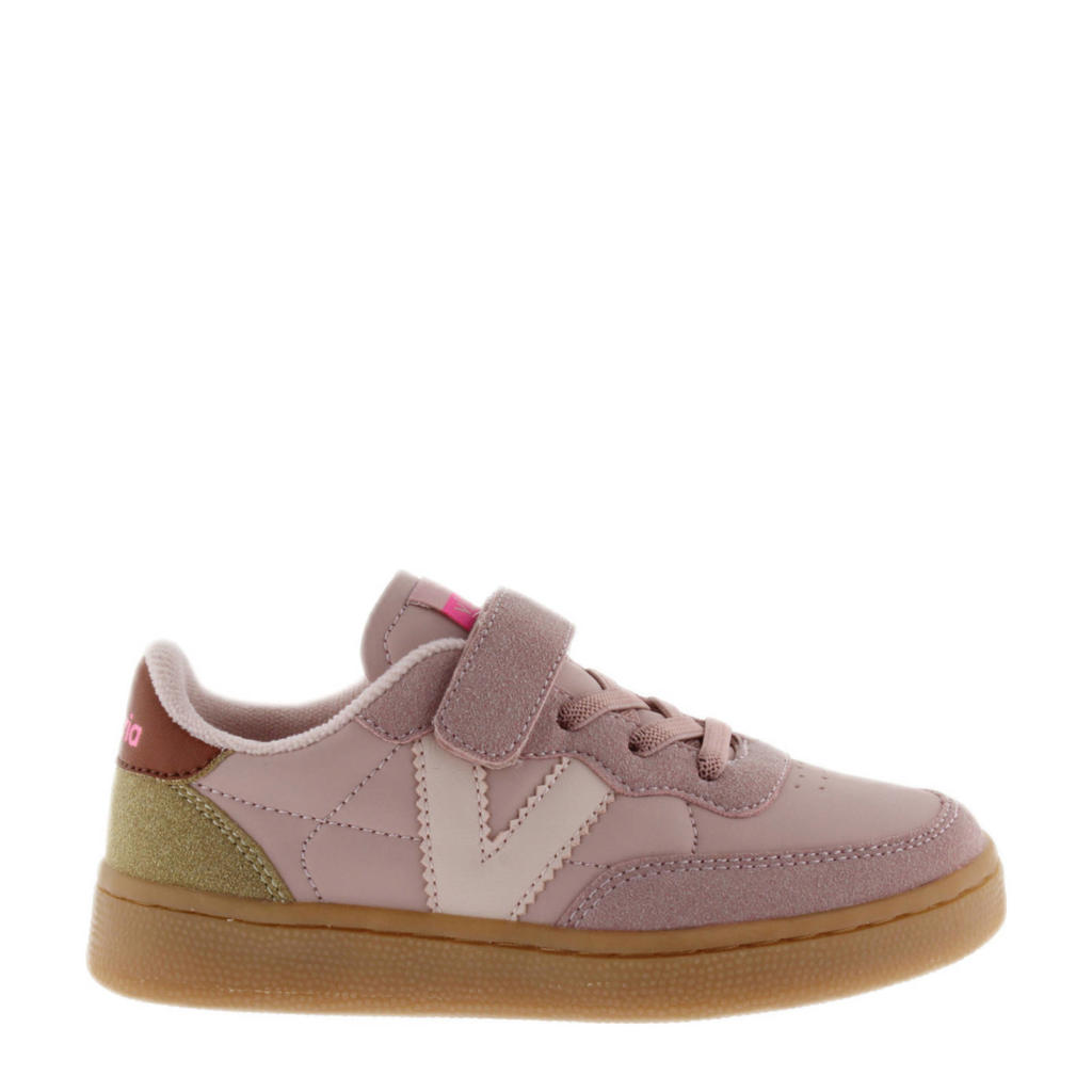 Oudroze meisjes Victoria suède sneakers met veter- met klittenbandsluiting