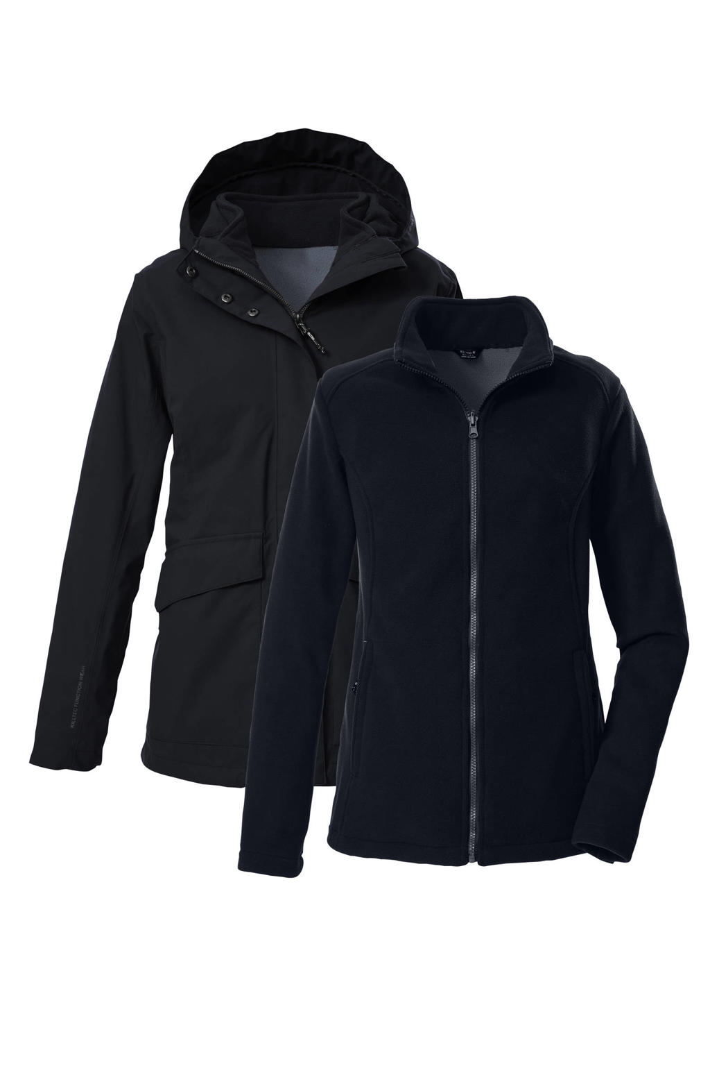 Donkerblauwe dames Killtec 3 in 1 jas van polyester met lange mouwen