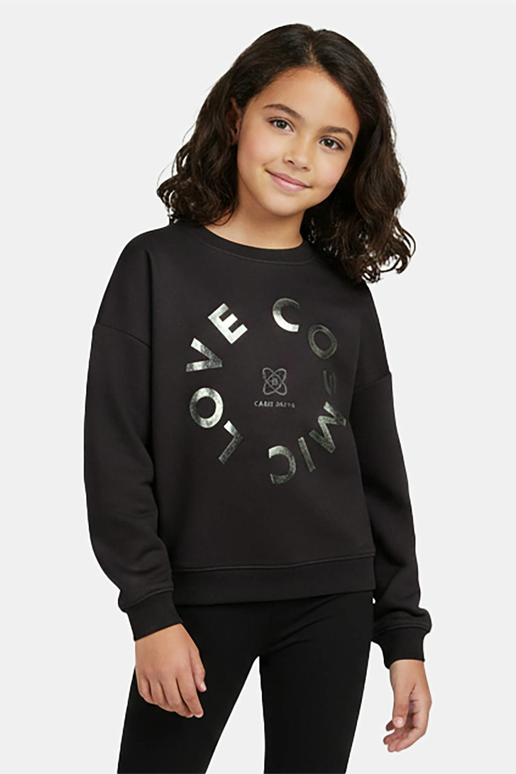 Zwarte meisjes Cars sweater van katoen met printopdruk, lange mouwen, ronde hals en geribde boorden