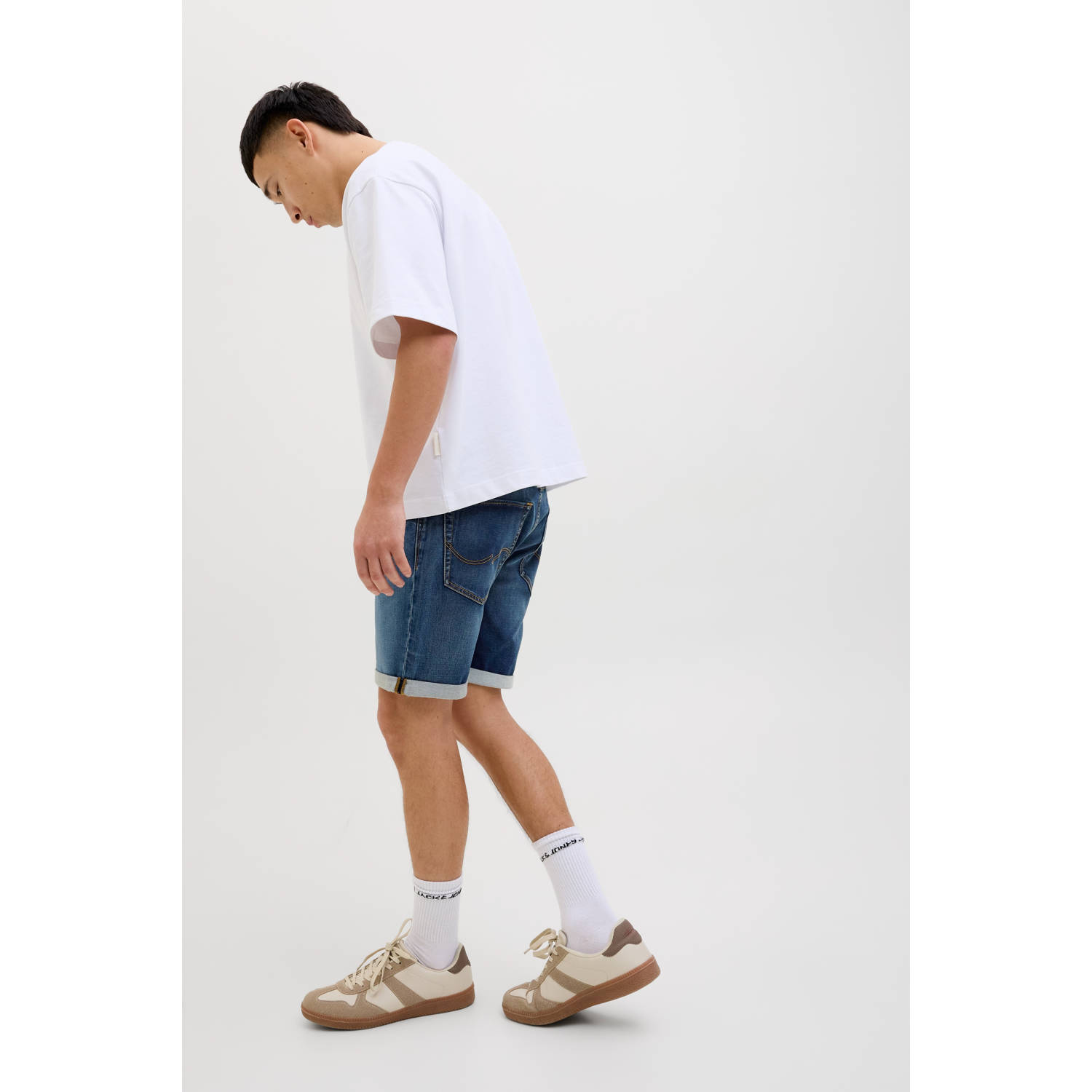 JACK & JONES JEANS INTELLIGENCE regular denim short dark blue denim