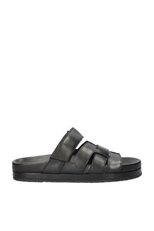 leren slippers zwart