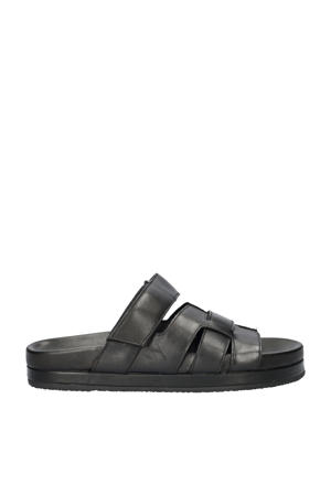 leren slippers zwart