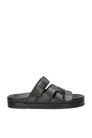 leren slippers zwart