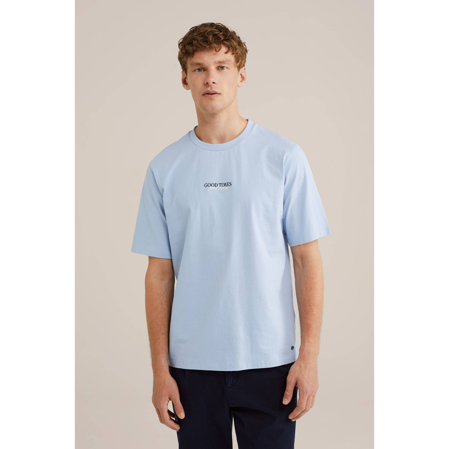 WE Fashion relaxed heavyweight T-shirt lichtblauw