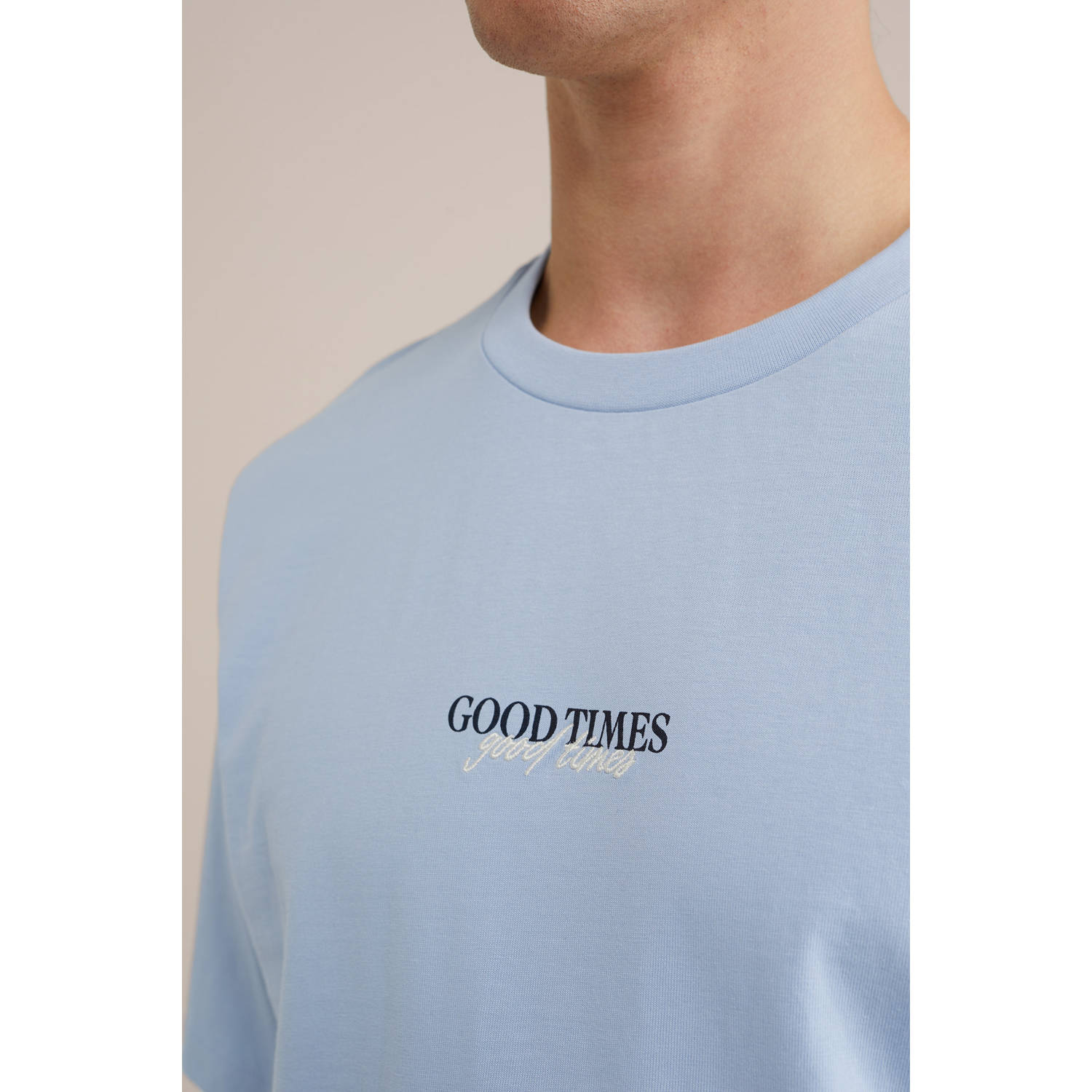 WE Fashion relaxed heavyweight T-shirt lichtblauw