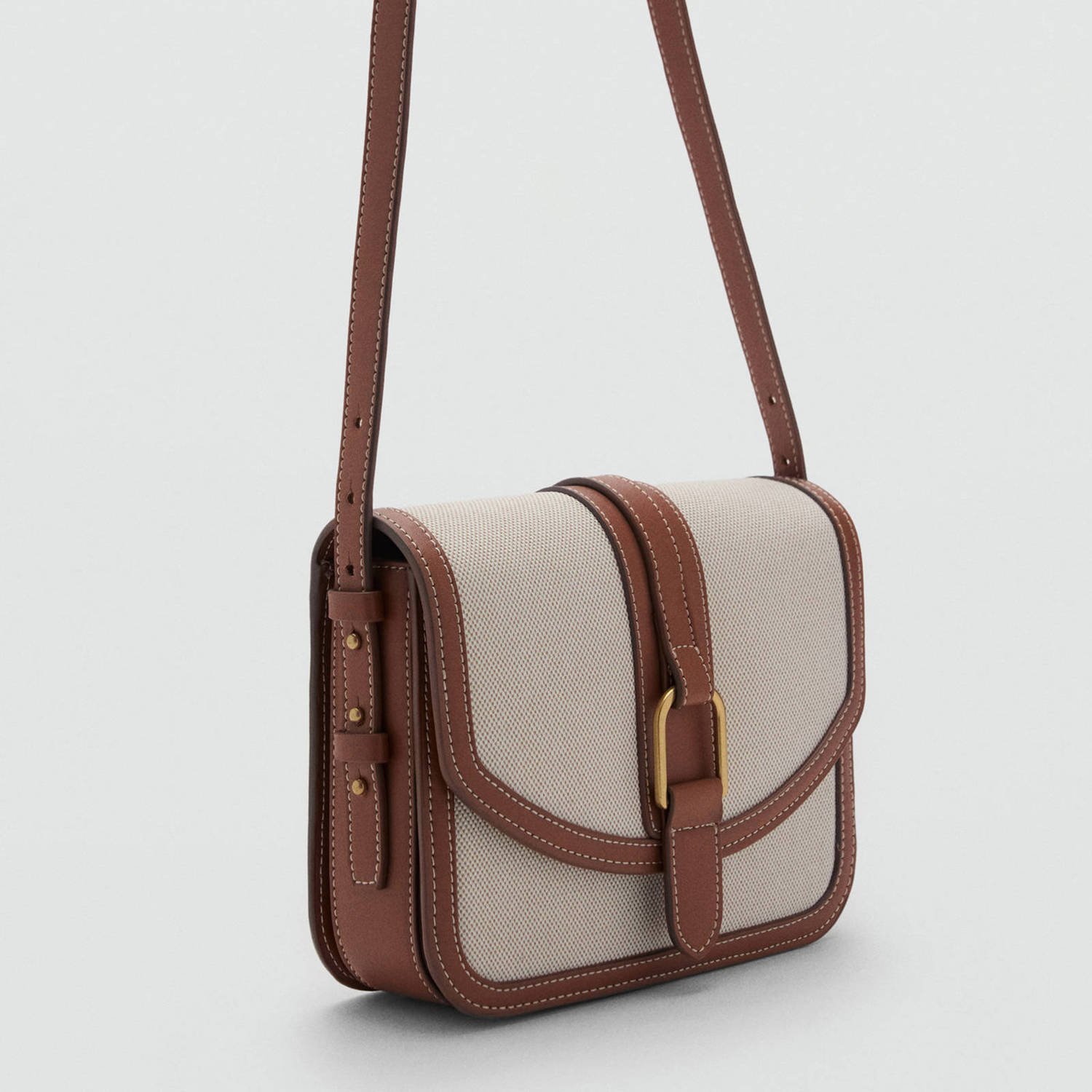 Mango crossbody tas ecru bruin