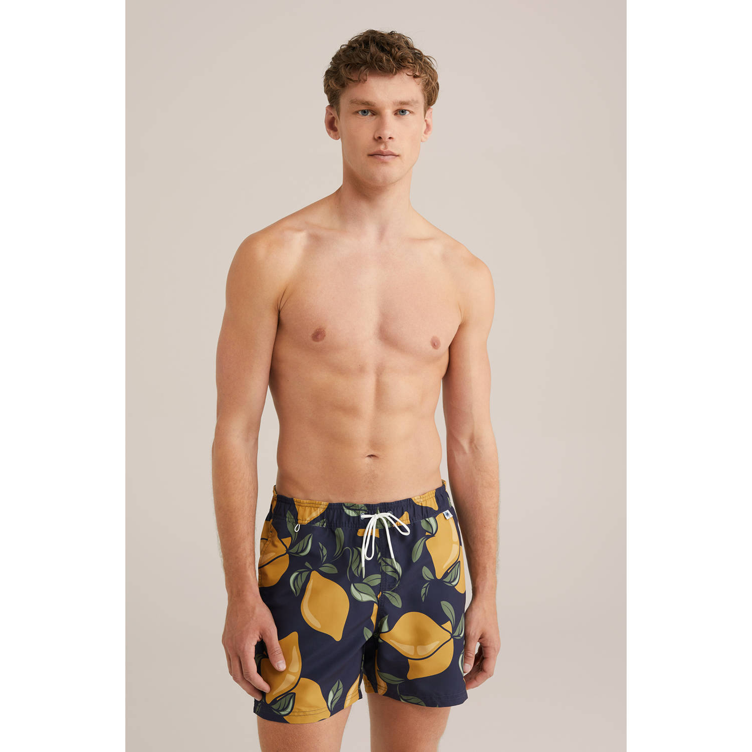 WE Fashion zwemshort donkerblauw geel