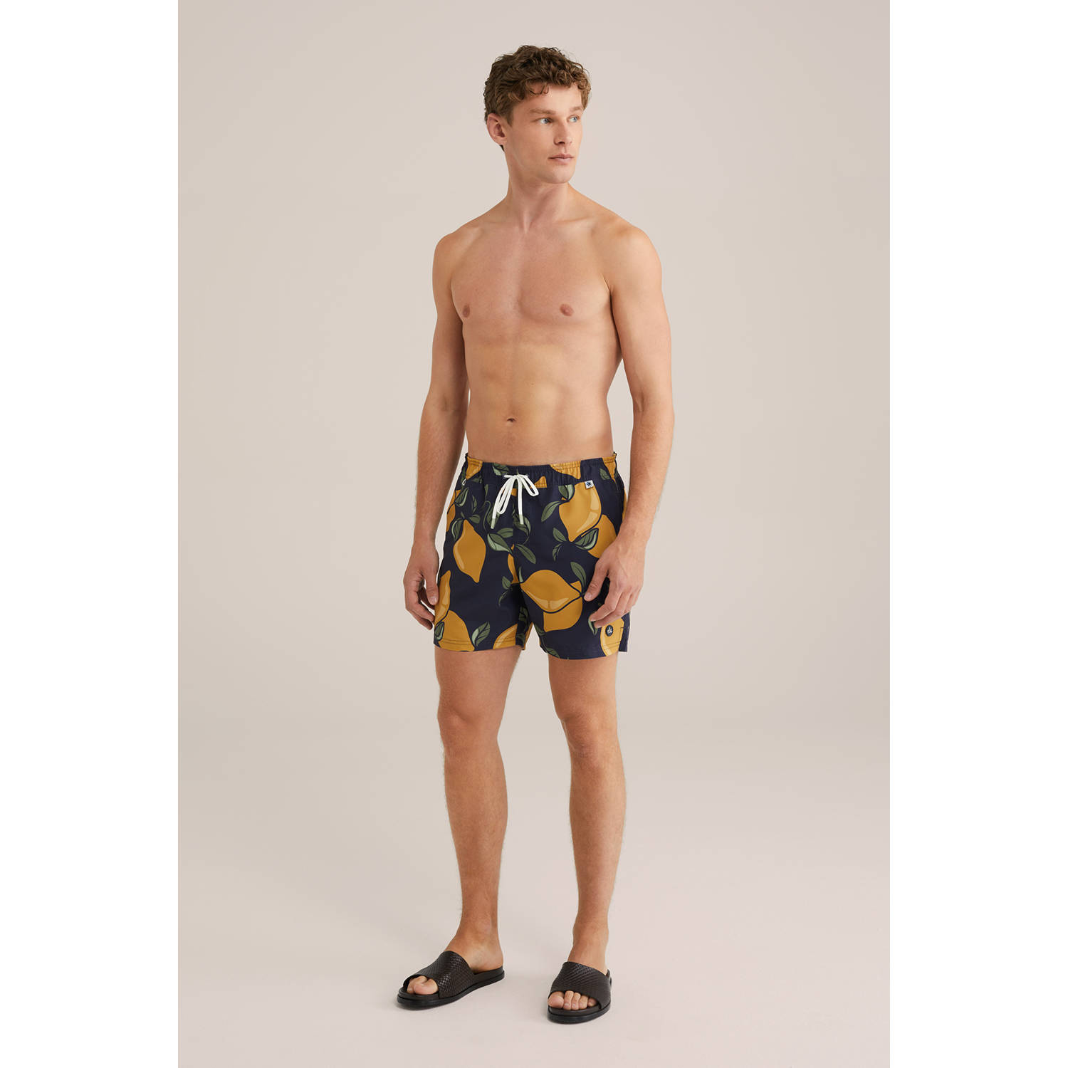 WE Fashion zwemshort donkerblauw geel