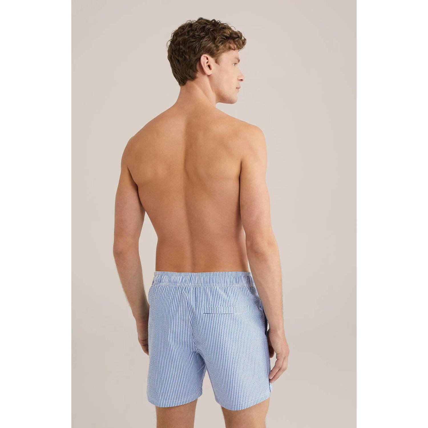 WE Fashion seersucker zwemshort blauw wit