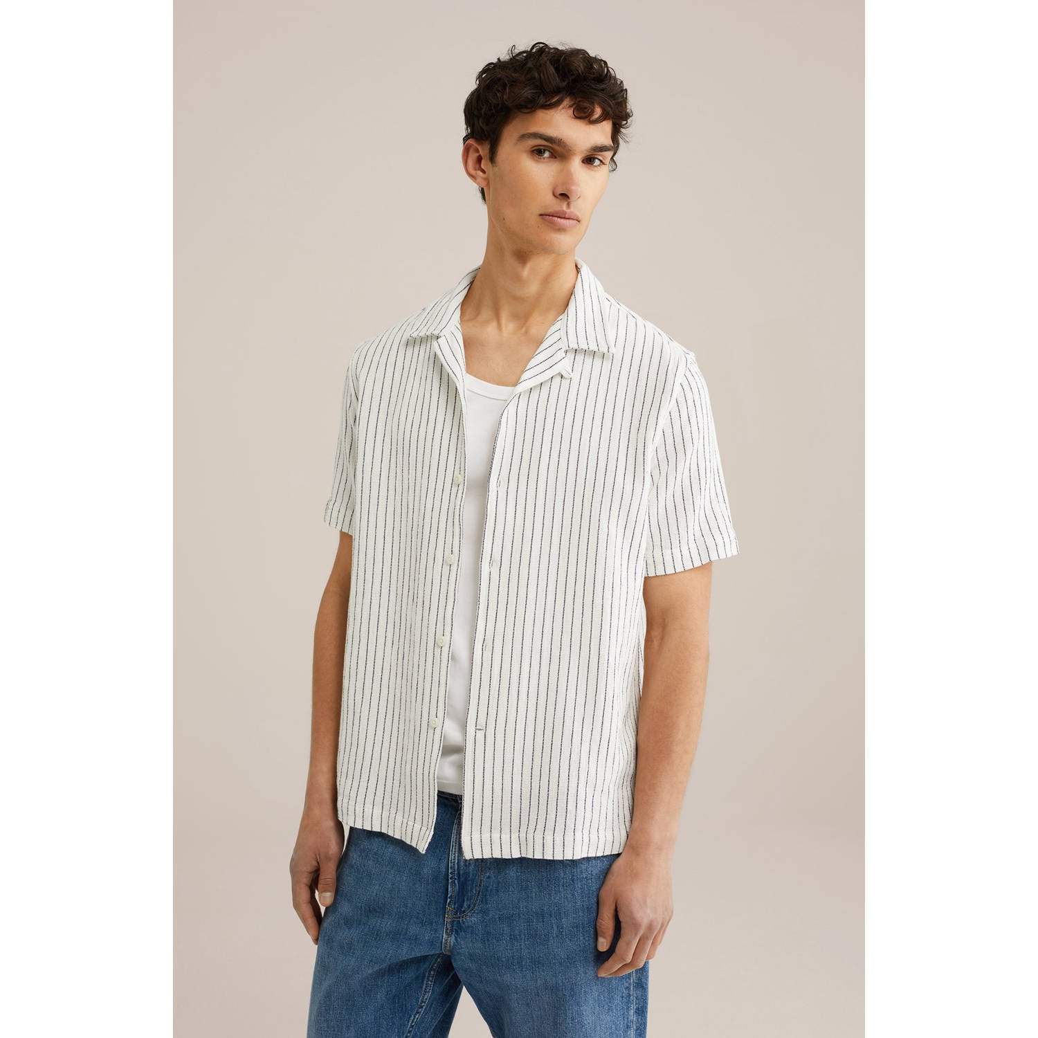 WE Fashion casual overhemd met textuur wit