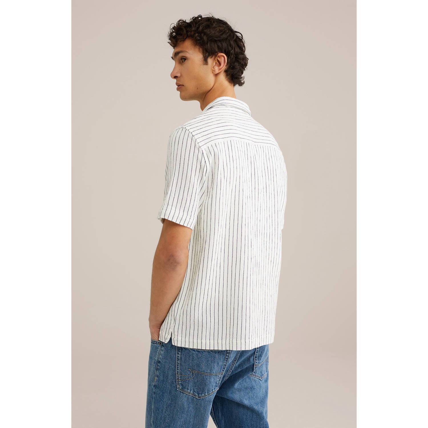 WE Fashion casual overhemd met textuur wit