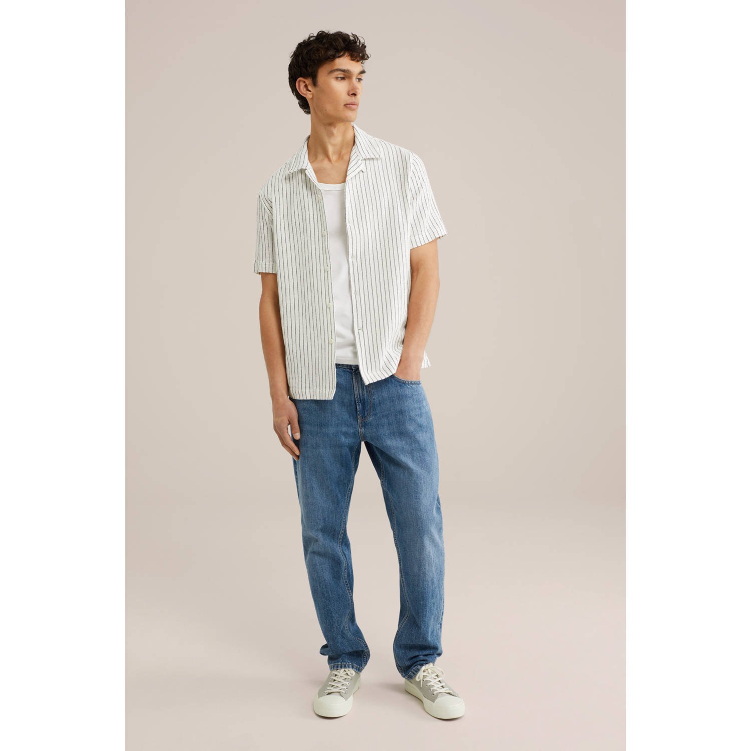 WE Fashion casual overhemd met textuur wit