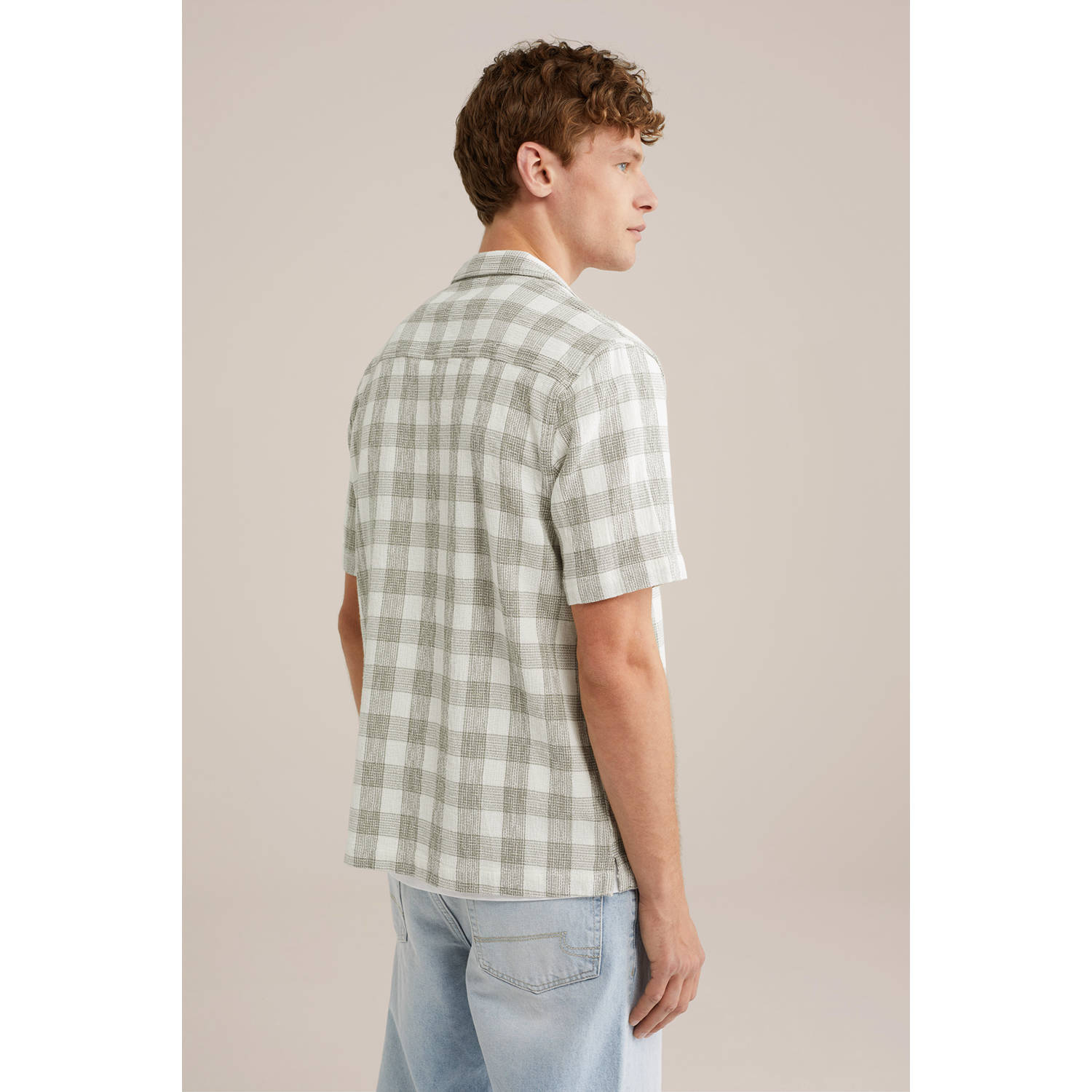 WE Fashion casual overhemd met textuur groen