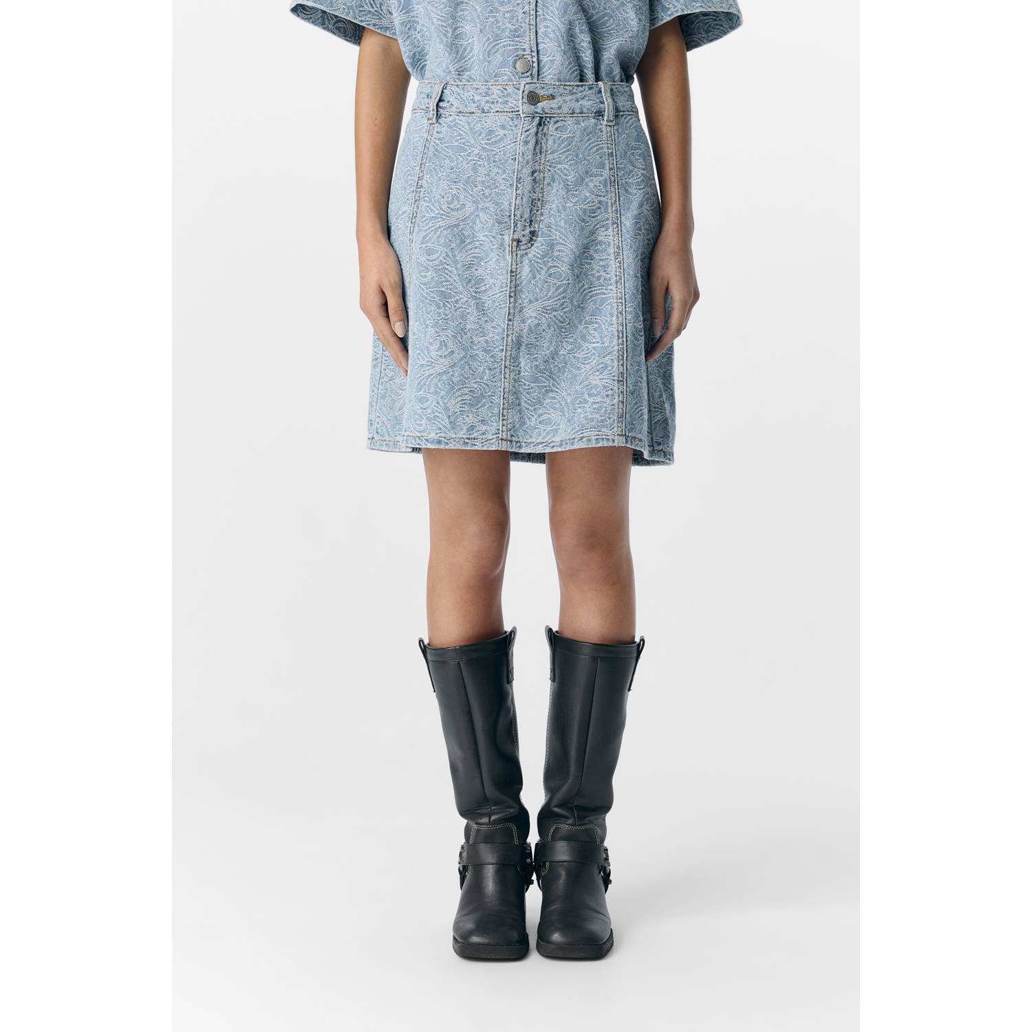 OBJECT denim spijkerrok light blue denim