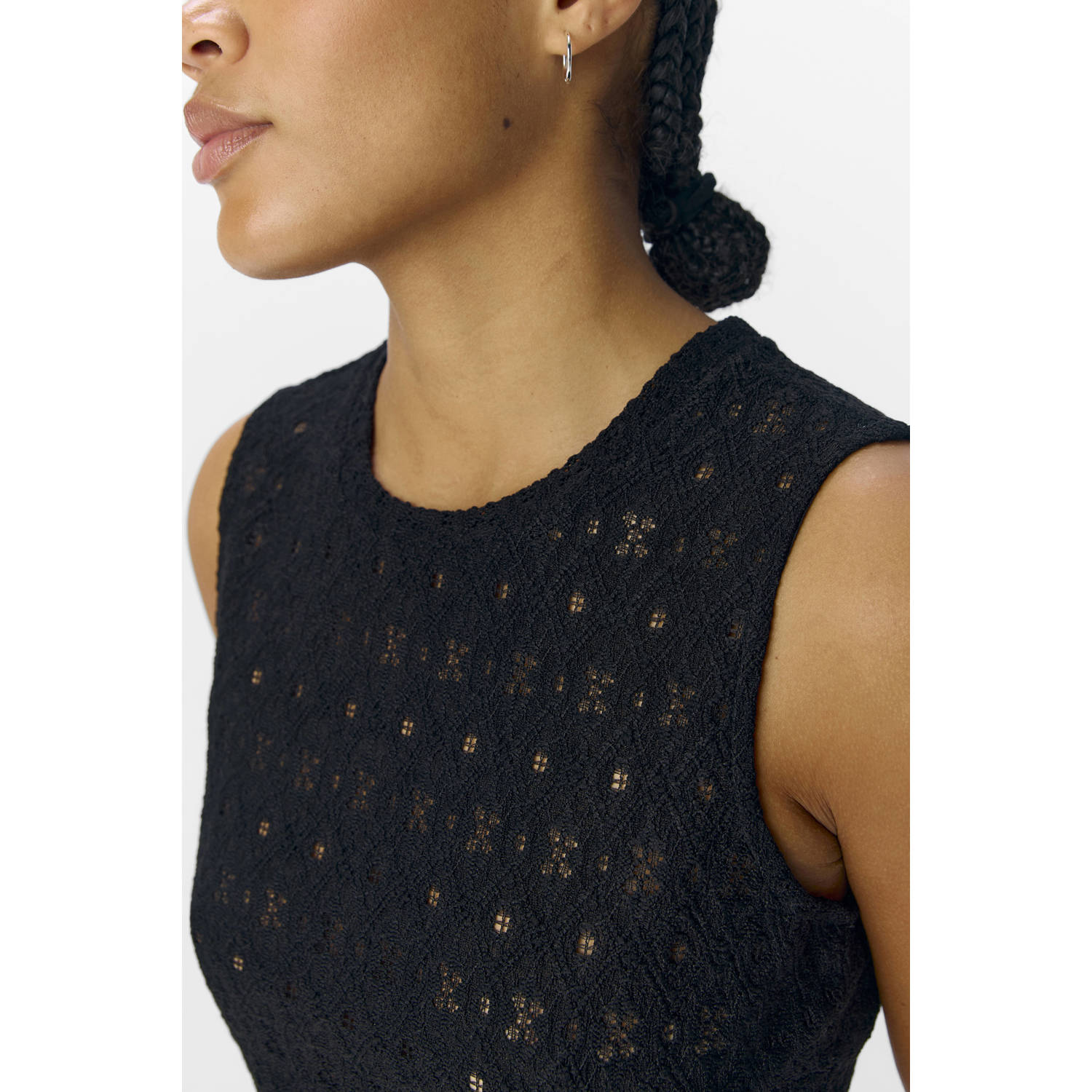 OBJECT top zwart broderie