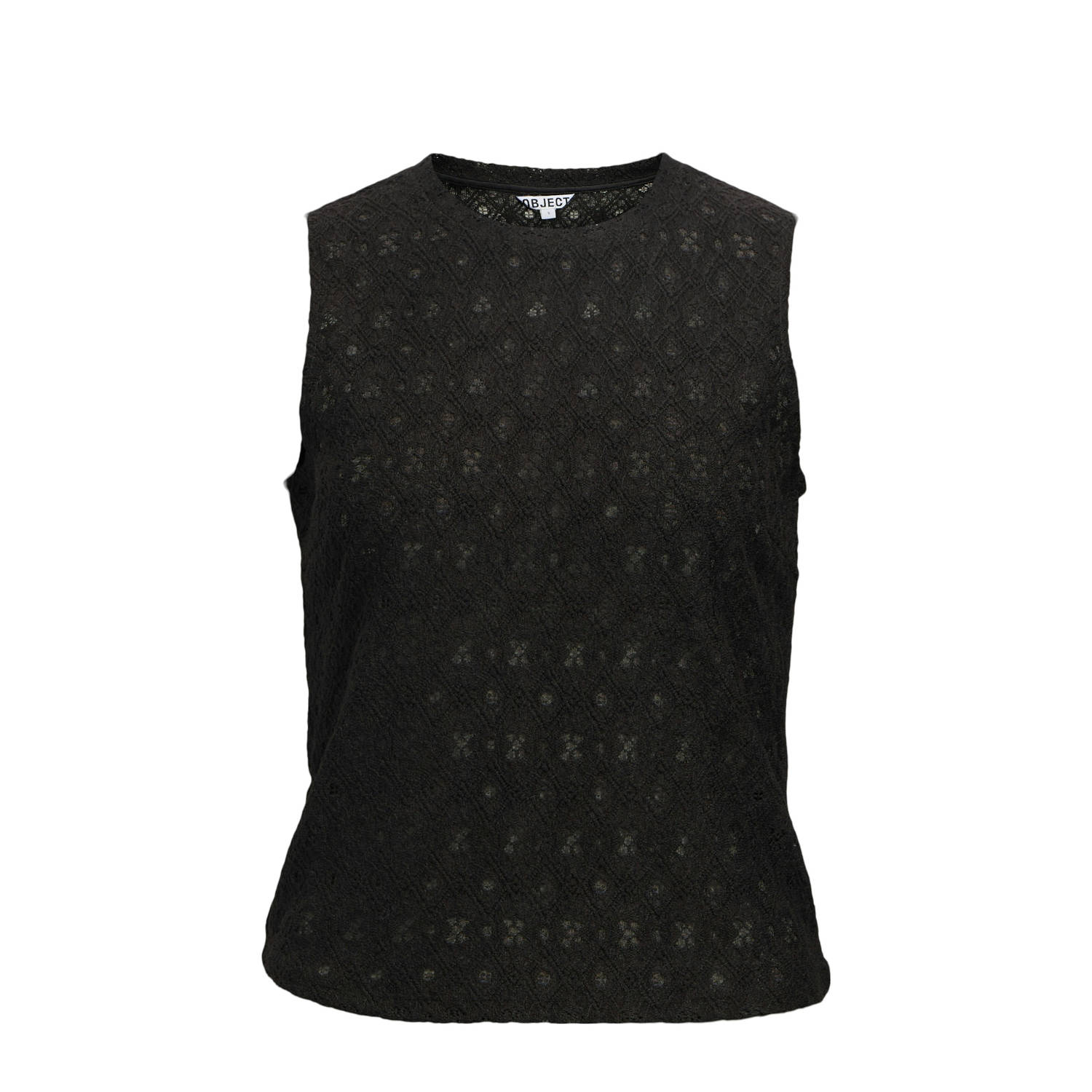 OBJECT top zwart broderie