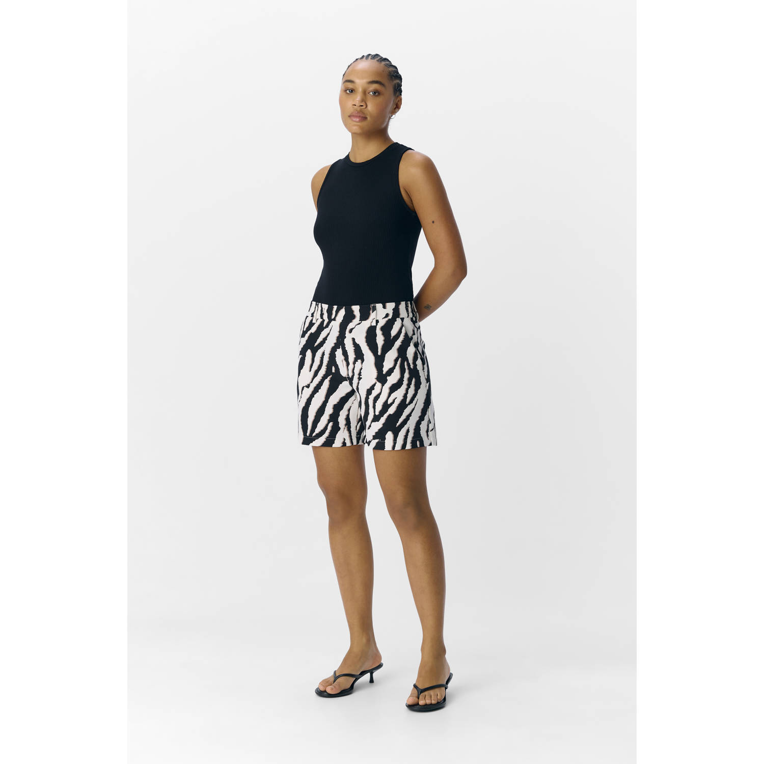 OBJECT wide leg regular waist casual short ecru