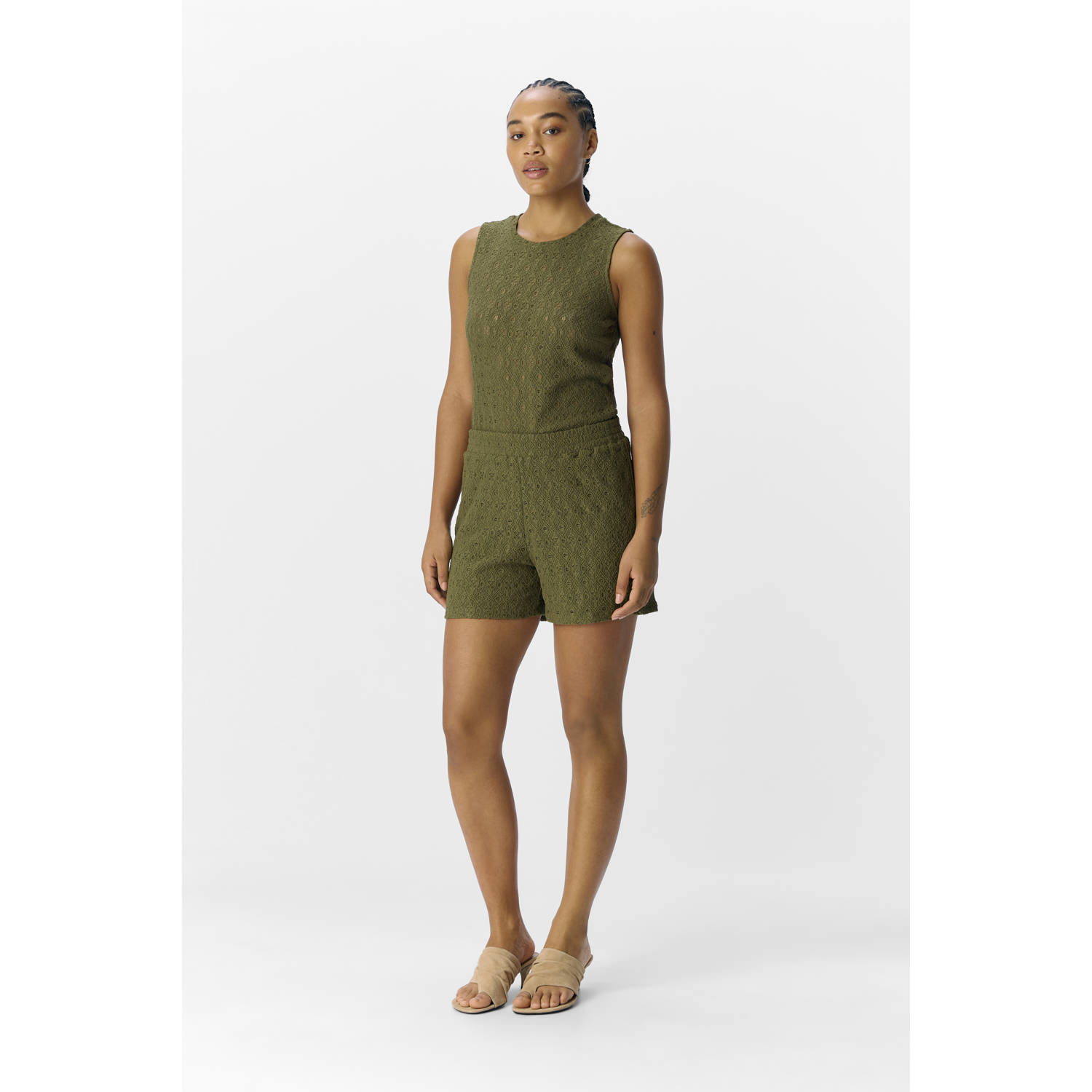 OBJECT rechtvallend regular waist casual short kaki