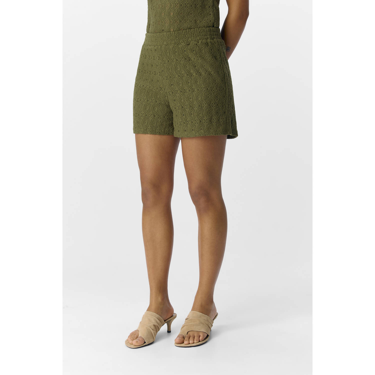 OBJECT rechtvallend regular waist casual short kaki