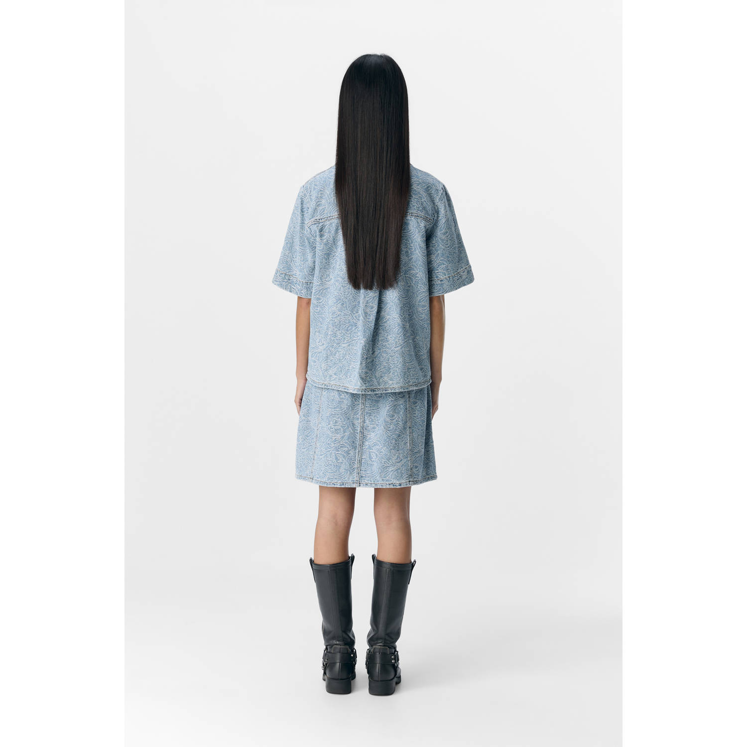 OBJECT denim blouse light blue denim