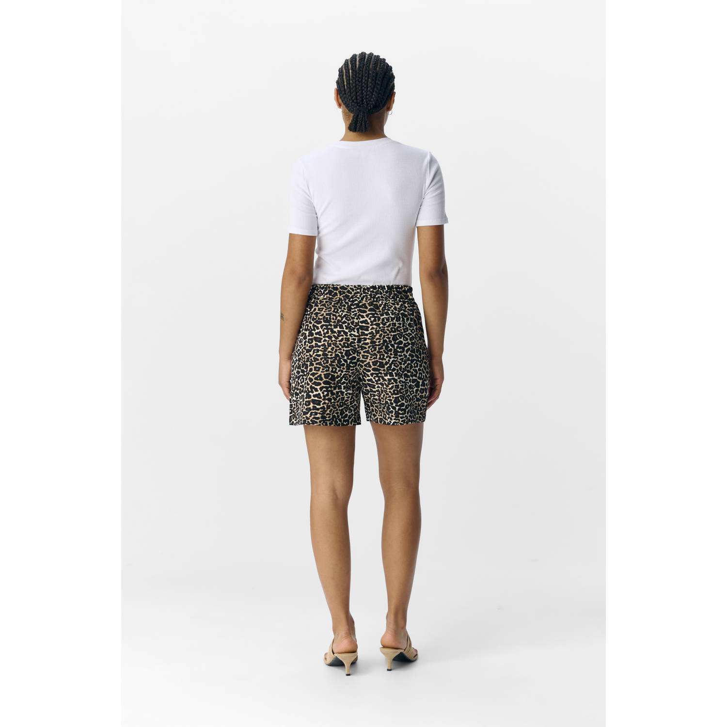 OBJECT wide leg regular waist casual short ecru
