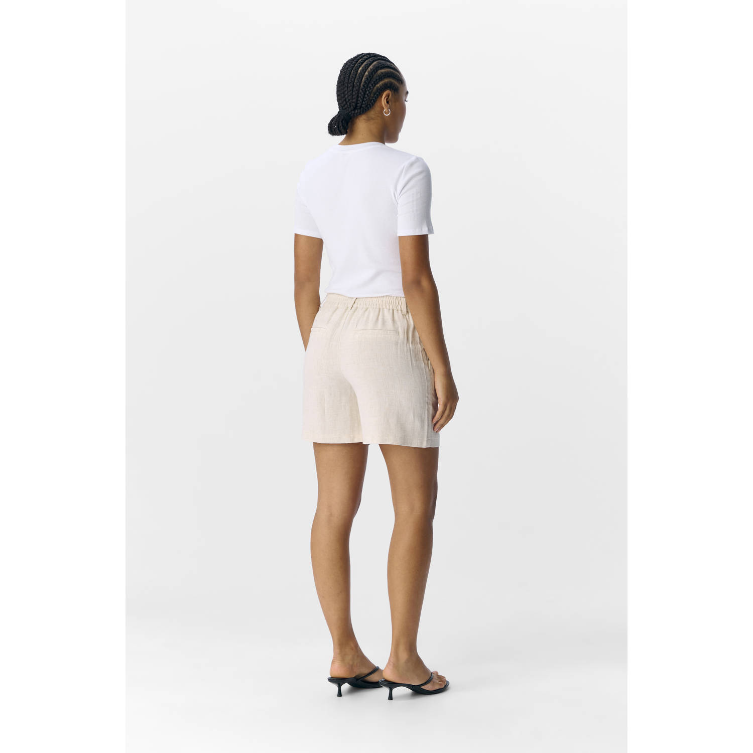 OBJECT linnen regular waist casual short zand