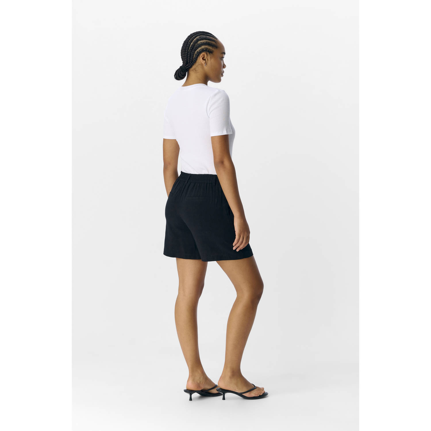 OBJECT linnen regular waist casual short zwart