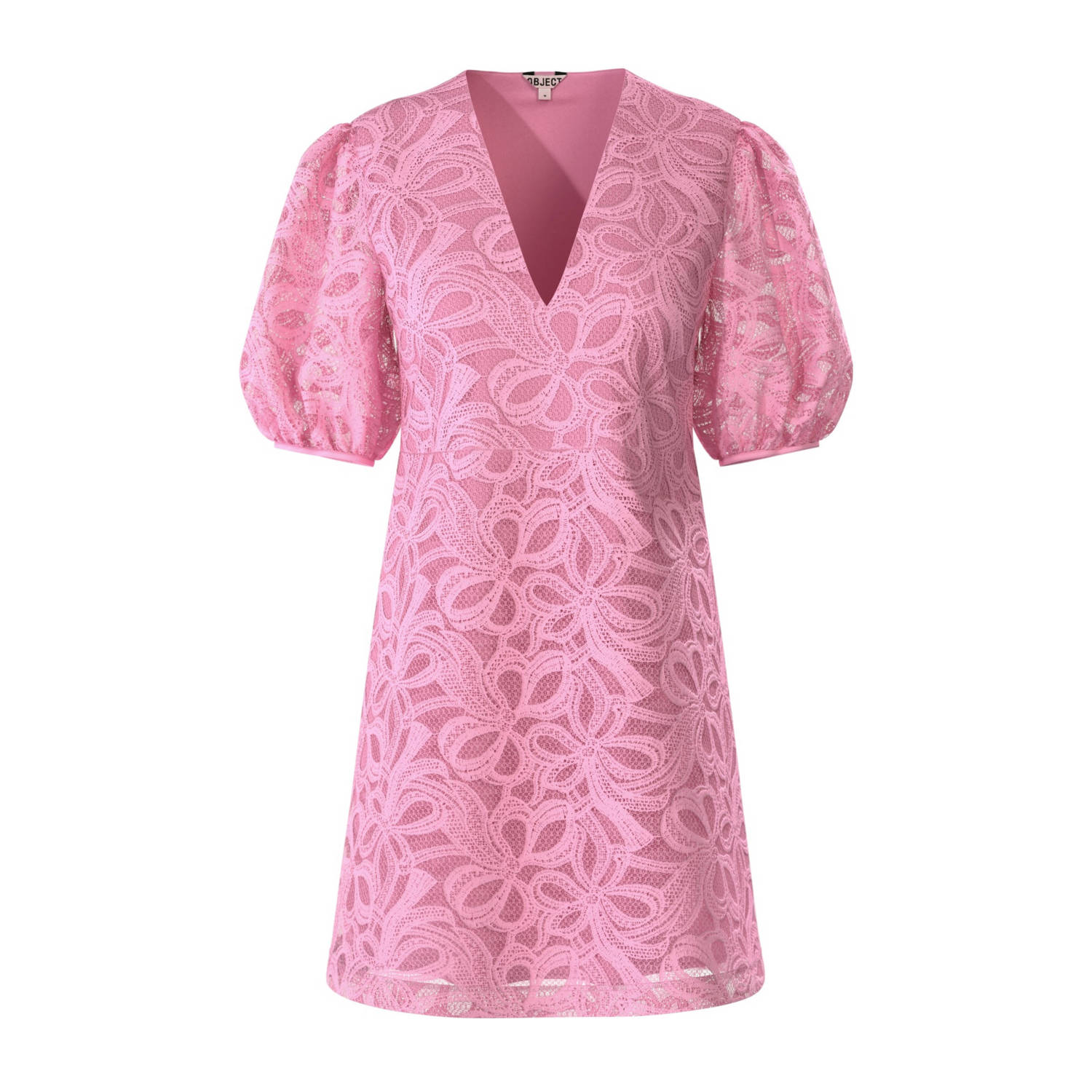 OBJECT mini jurk broderie roze