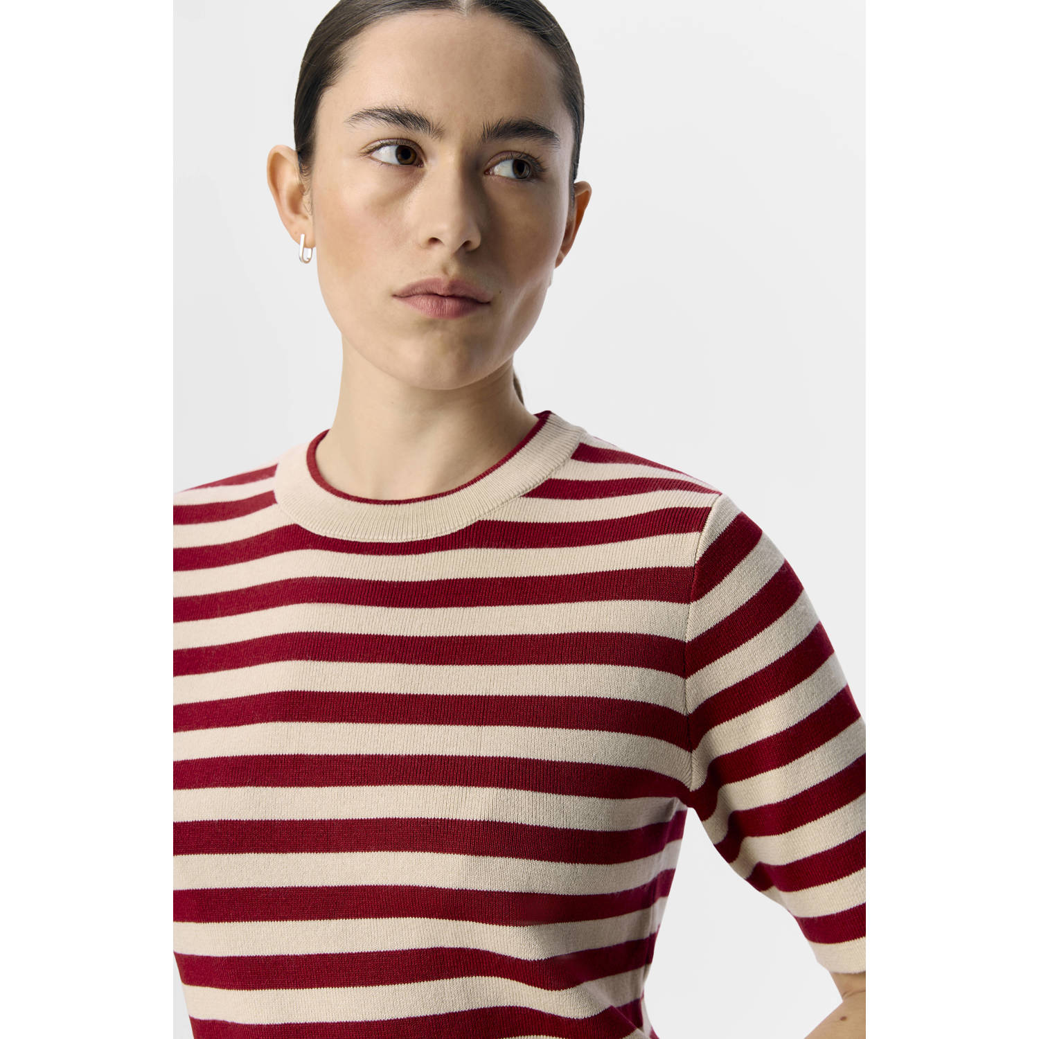 OBJECT trui rood ecru gebreid