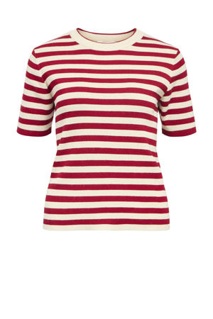 trui rood/ ecru gebreid