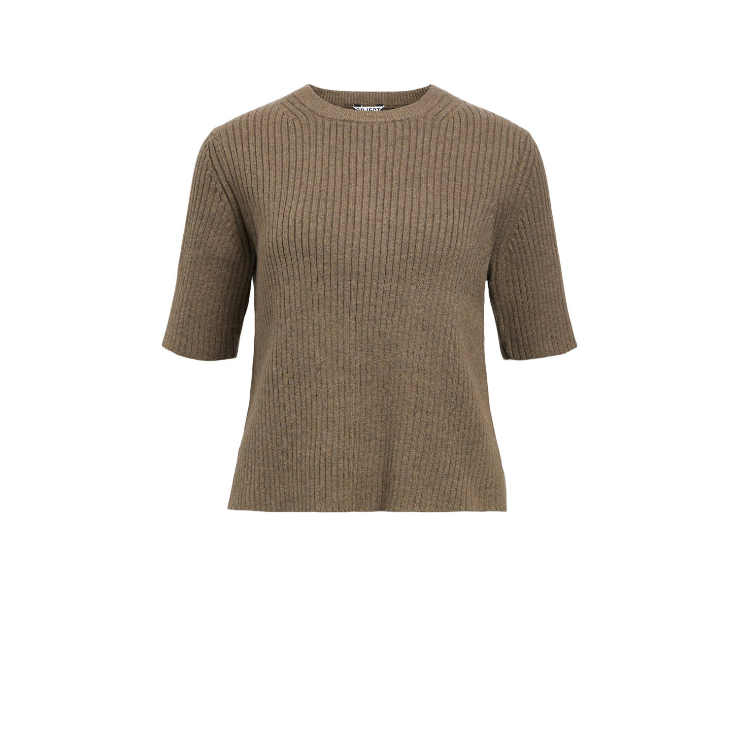 OBJECT trui bruin rib gebreid