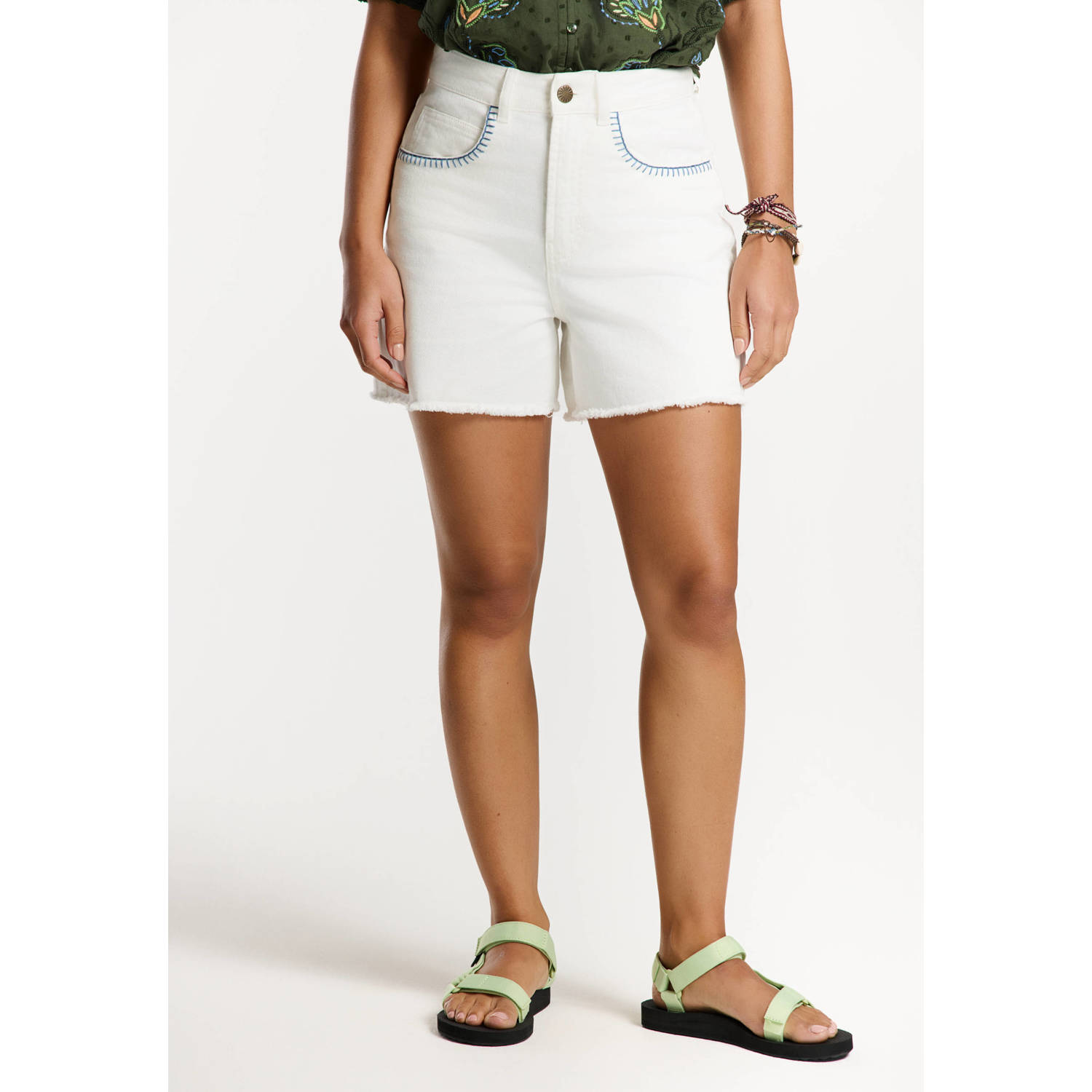 Shiwi denim straight high waist casual short wit