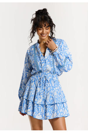 blouse blauw broderie