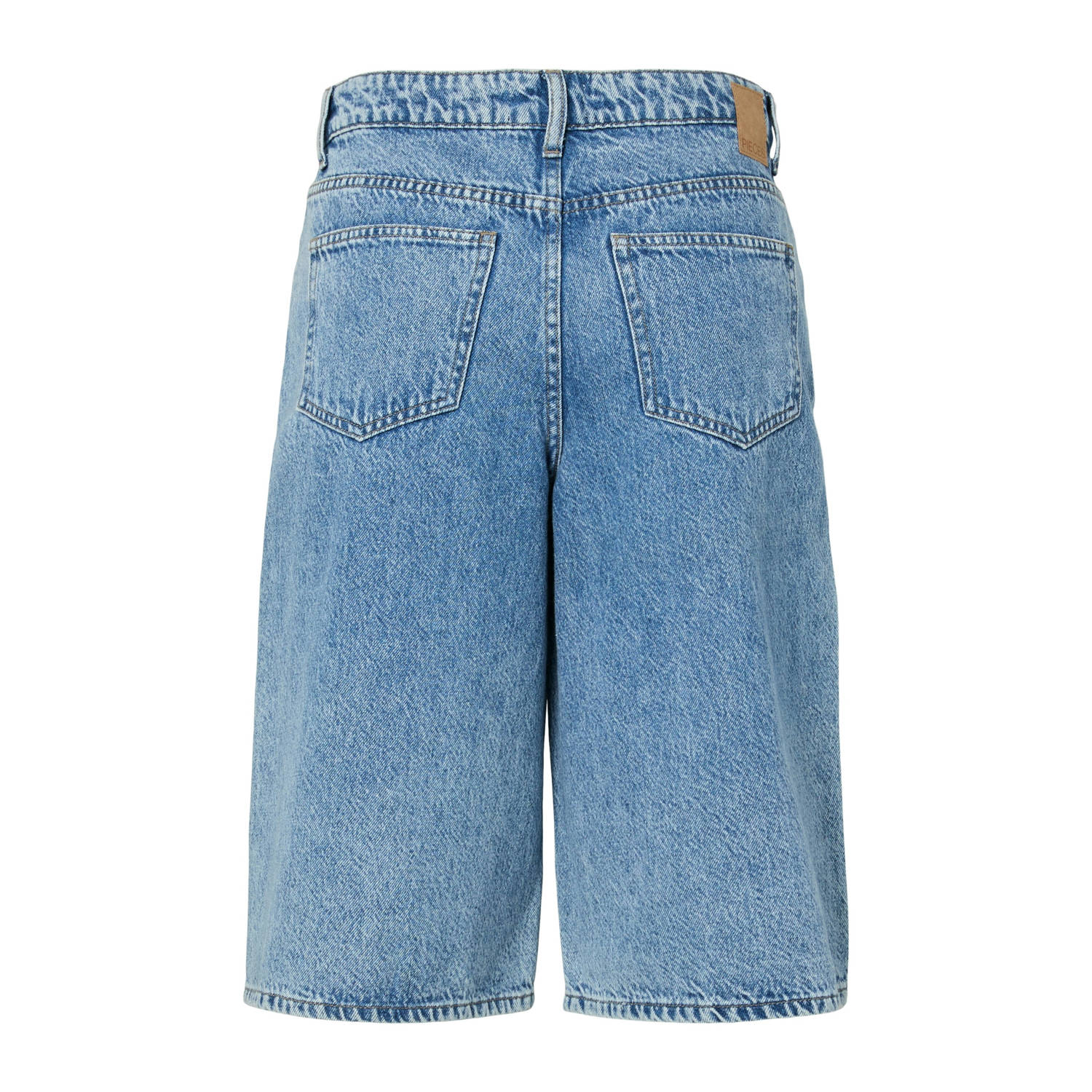 PIECES high waist denim short blauw