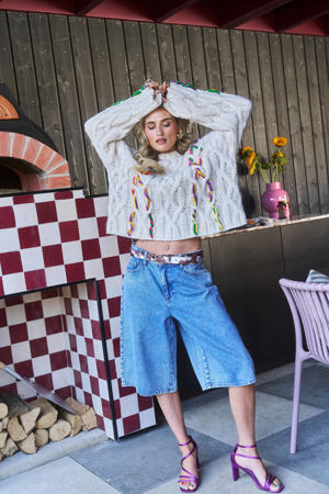 high waist denim short blauw