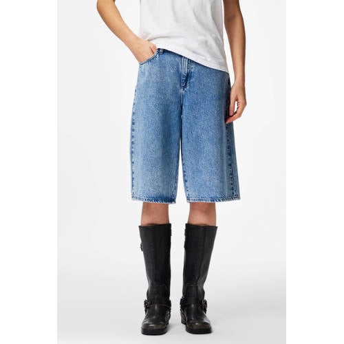 PIECES high waist denim short blauw afbeelding