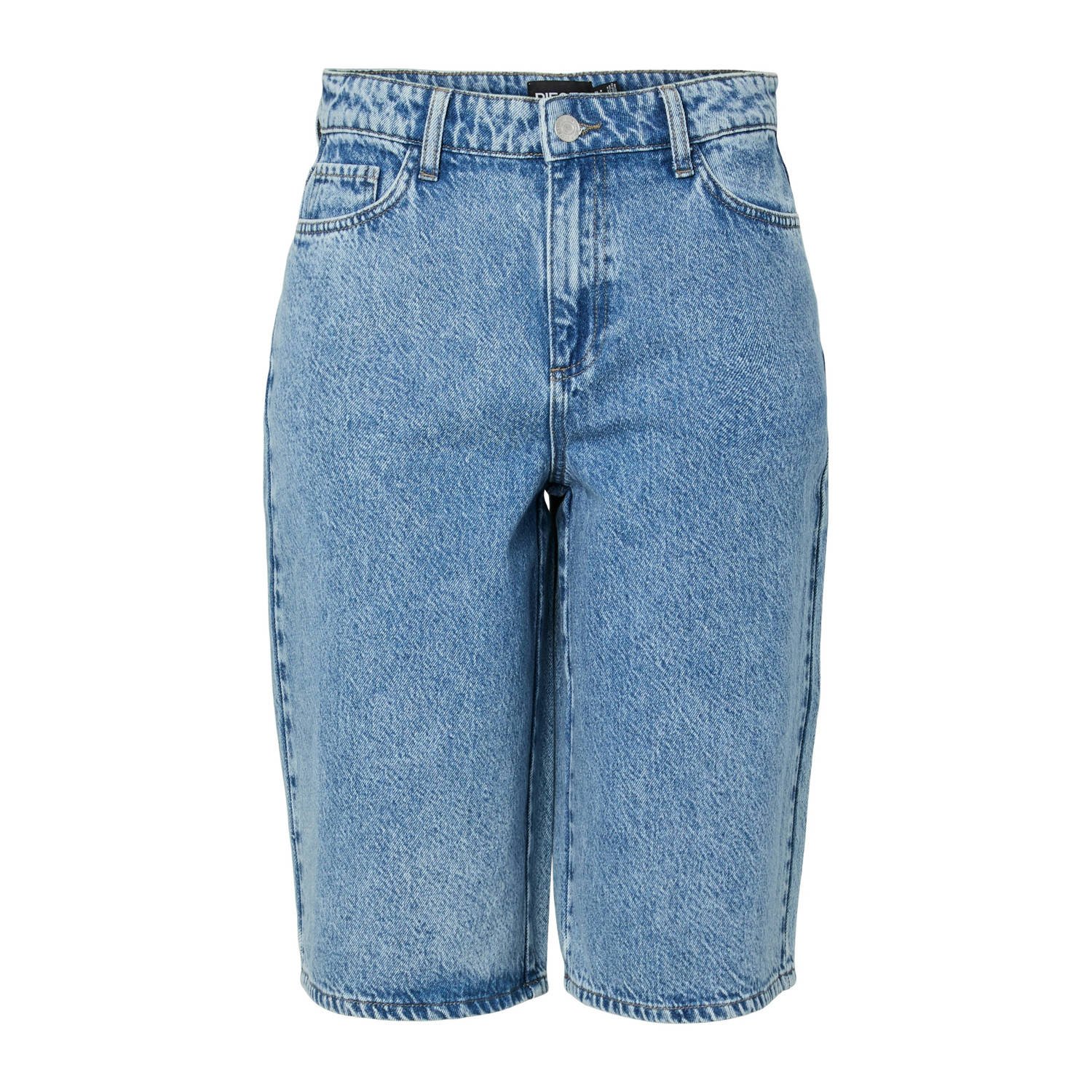 PIECES high waist denim short blauw