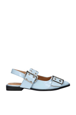 lak slingback loafers lichtblauw