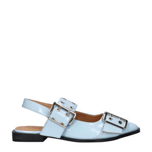 lak slingback loafers lichtblauw