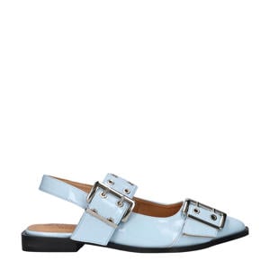 lak slingback loafers lichtblauw