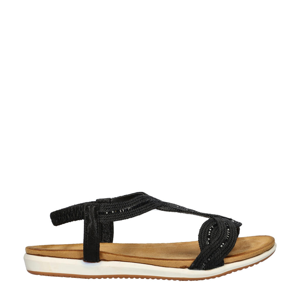 Zwarte dames Dolcis sandalen van textiel