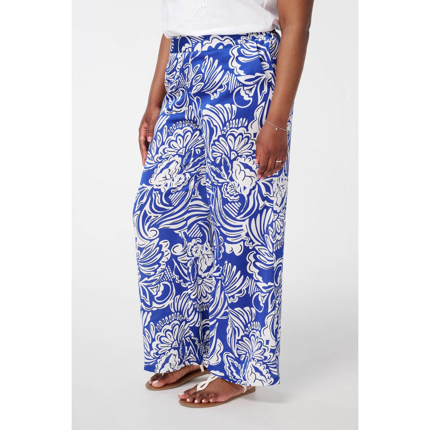 MS Mode straight regular waist casual broek blauw