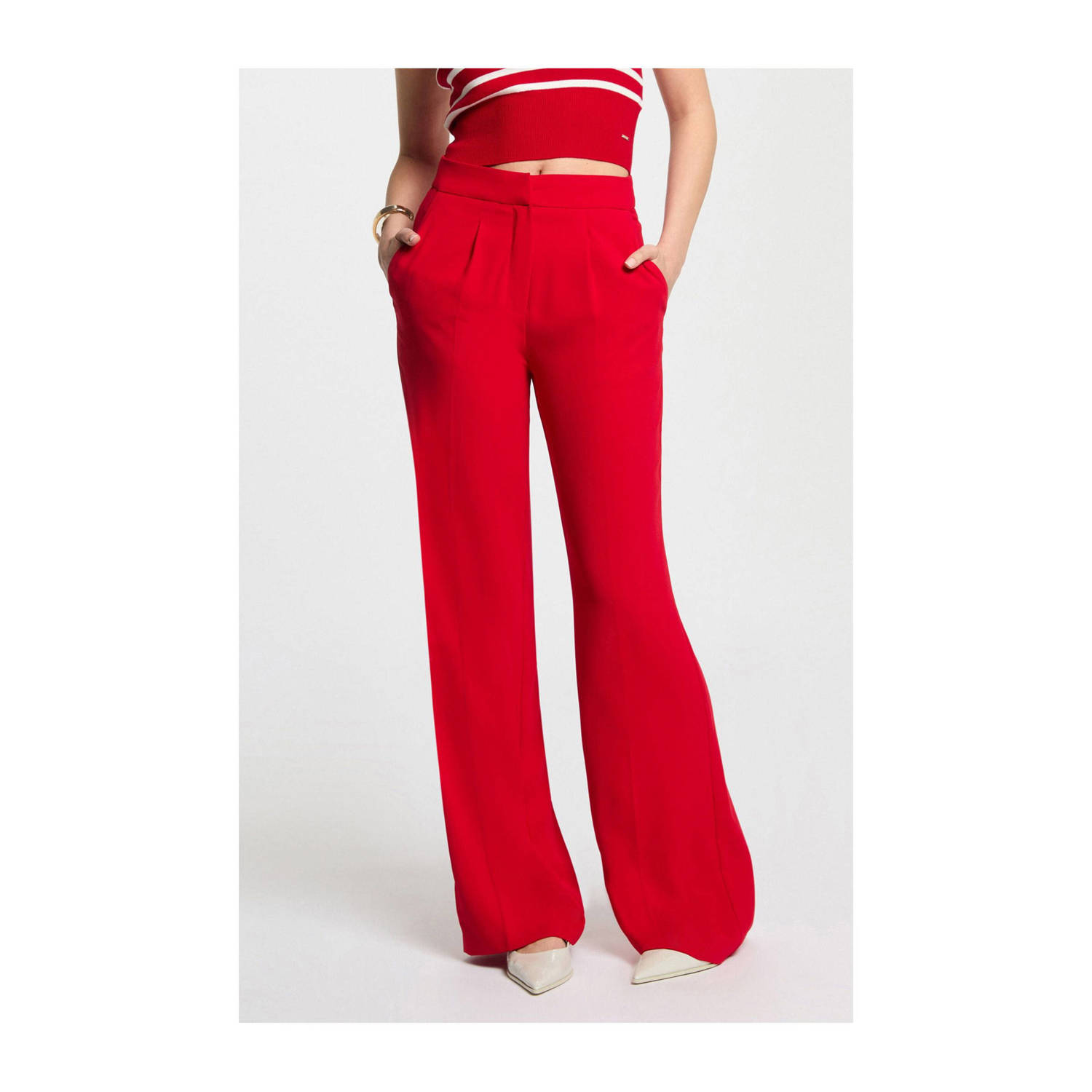 Morgan wide leg regular waist pantalon rood