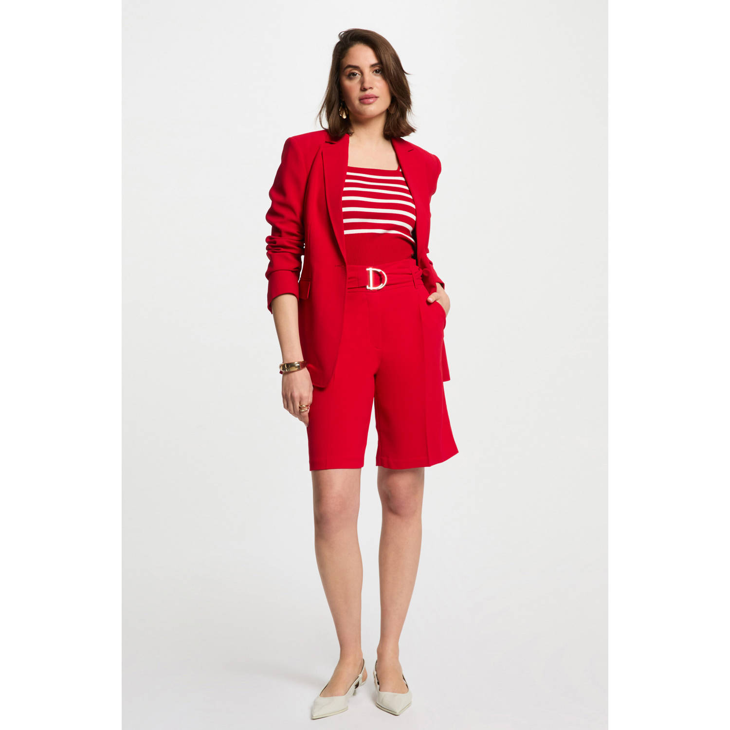 Morgan straight regular waist bermuda short rood