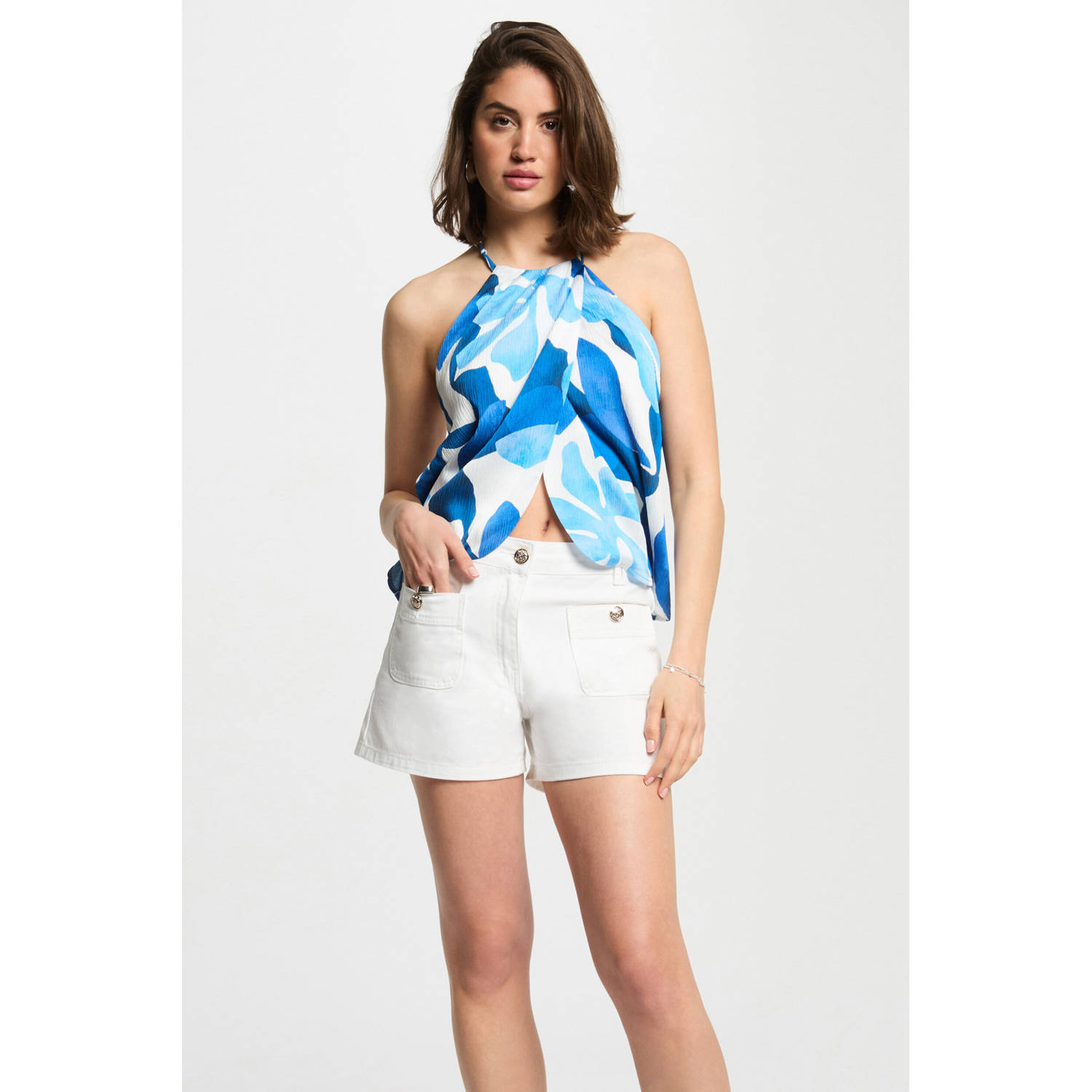 Morgan haltertop blauw
