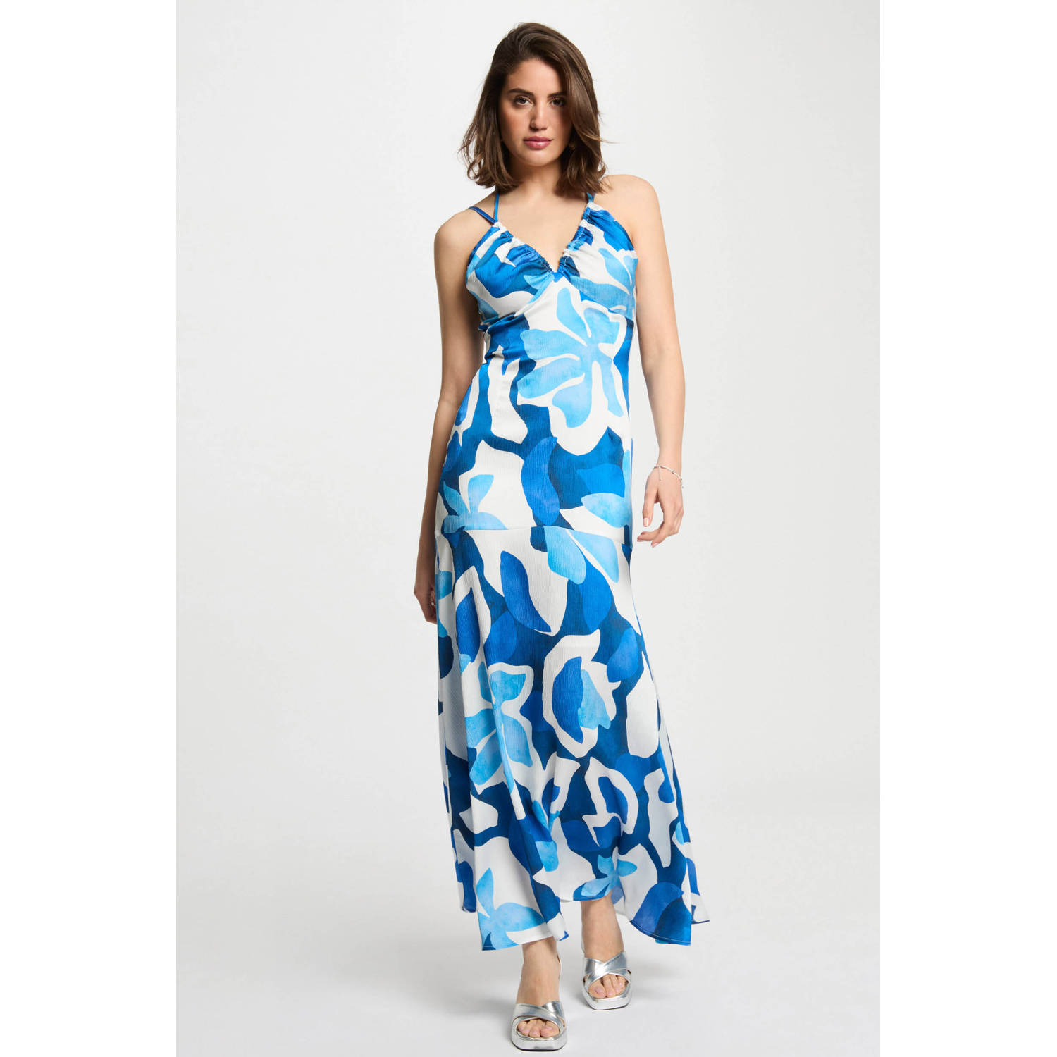 Morgan jurk blauw wit