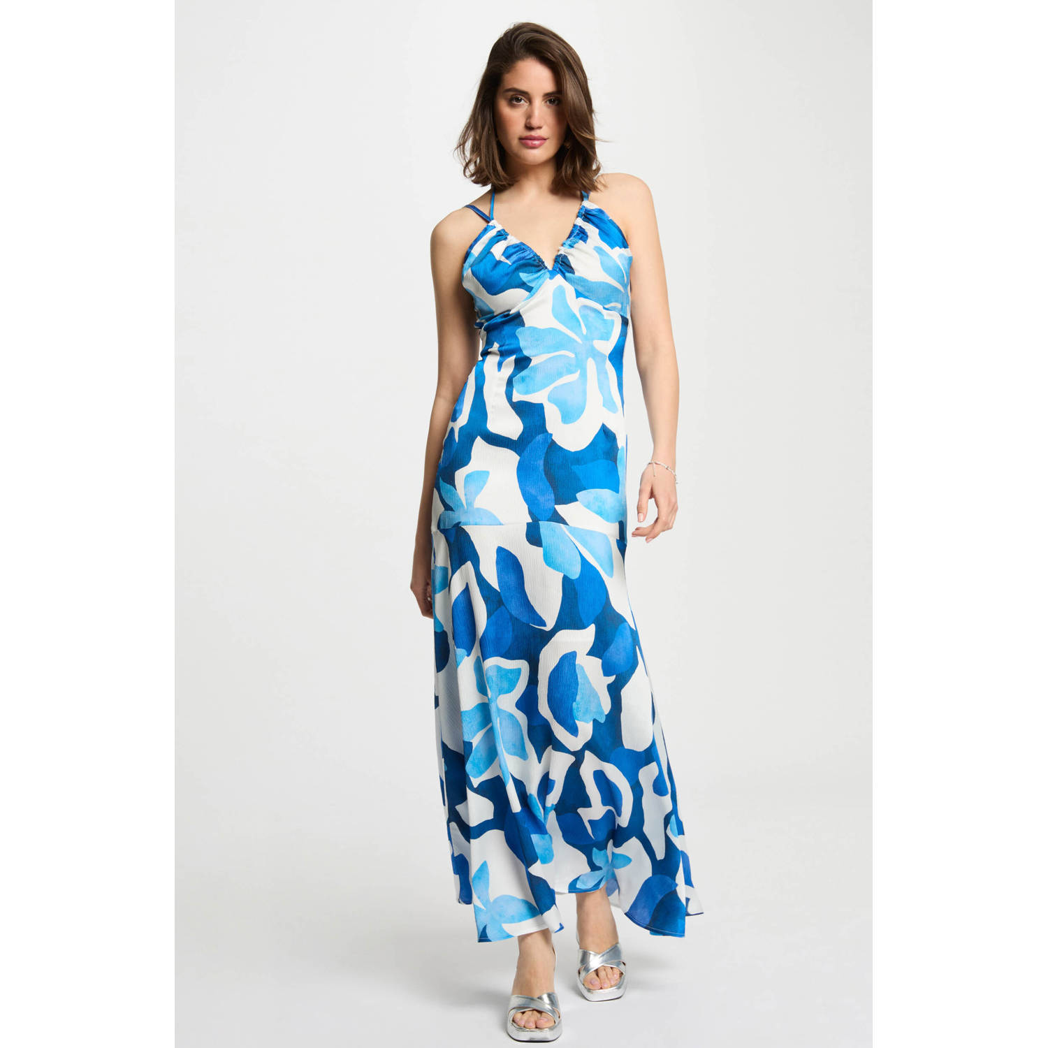 Morgan jurk blauw wit